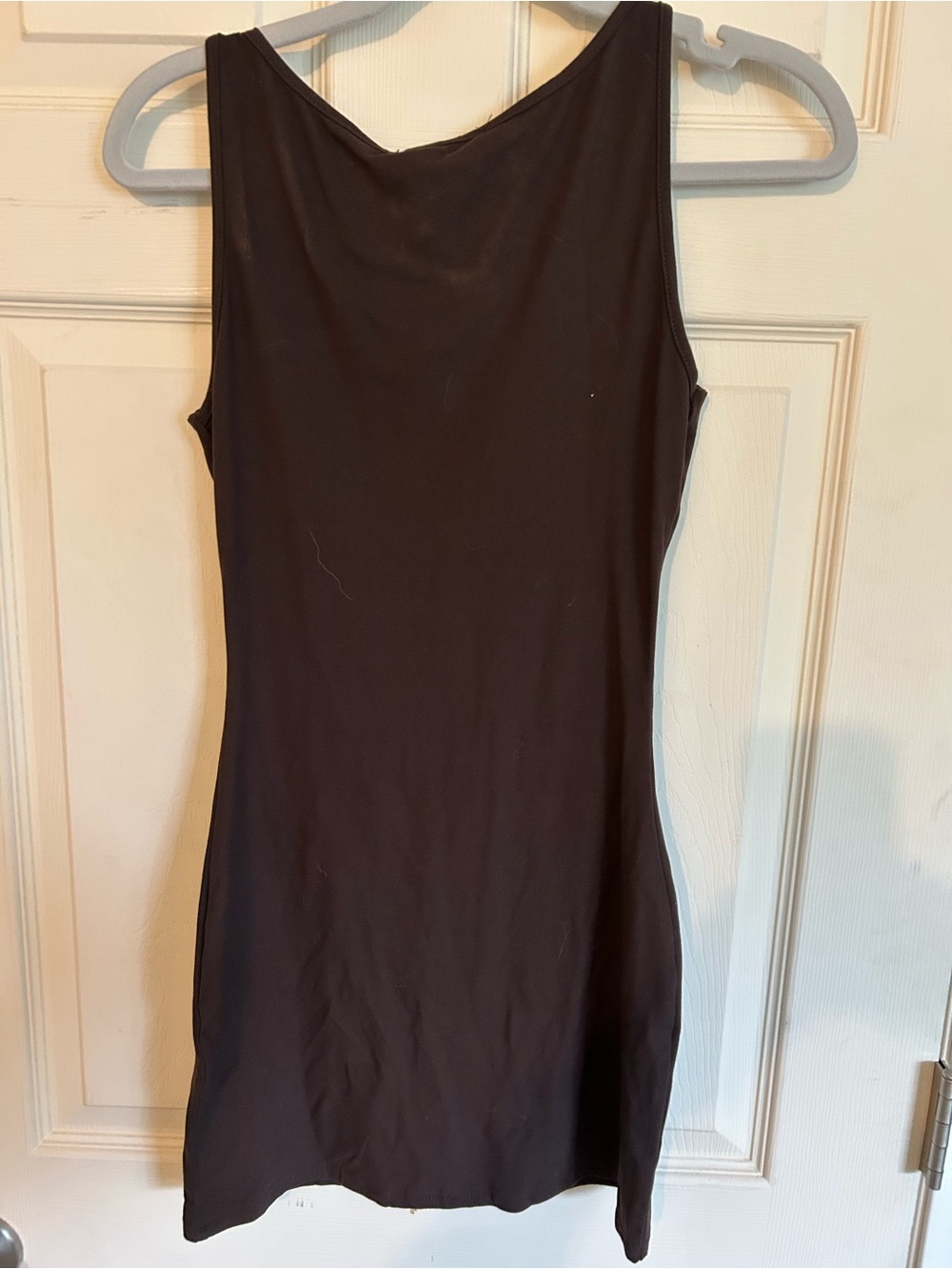 Simple Sleeveless Bodycon Dress - Brown